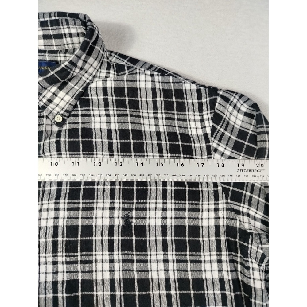 Ralph Lauren Shirt Mens XL Black Gray Plaid Long Sleeve Button Down Preppy - Picture 8 of 10